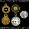 Bronze Finish Steampunk Clock or Pocket Watch Charms and Wheel Pendants - Set of Four - ZB-SP03Set